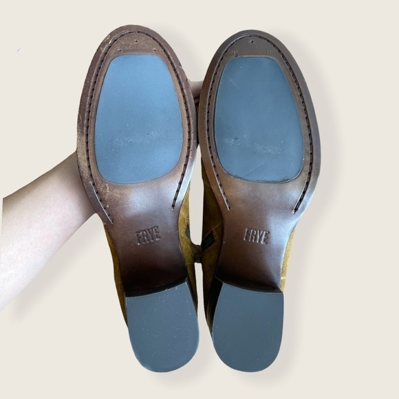 Frye Nora Chestnut/Tan Leather Suede Zip Heeled Fall/Winter/Spring Ankle Booties - Picture 14 of 16